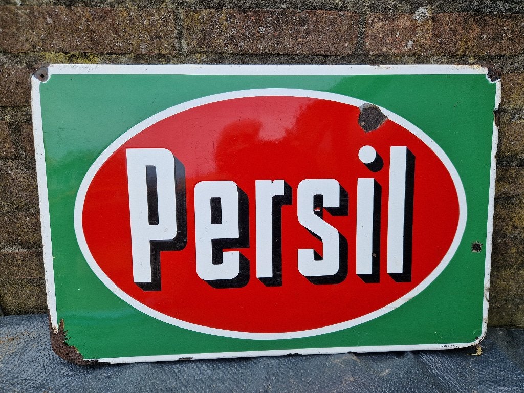 Oud emaille Persil bord, Verzamelen, Merken en Reclamevoorwerpen, Ophalen of Verzenden, Gebruikt, Reclamebord