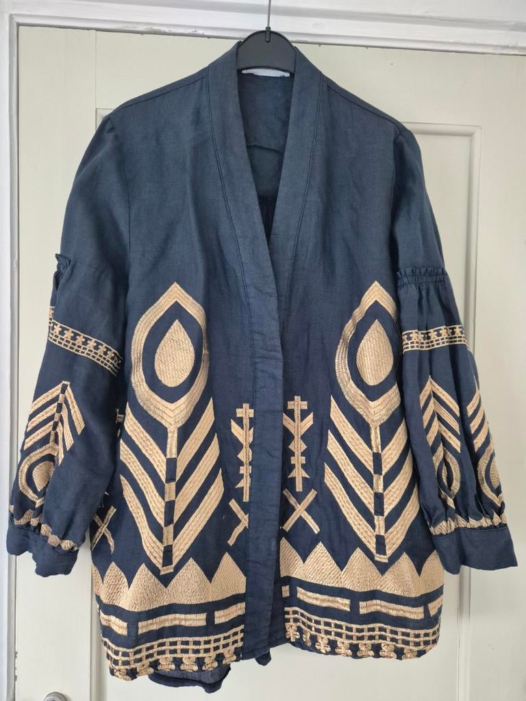 Prachtig blauwe blouse / jasje van Greek Archaic Kori maat L, Kleding | Dames, Ophalen of Verzenden, Zo goed als nieuw, Maat 42/44 (L)