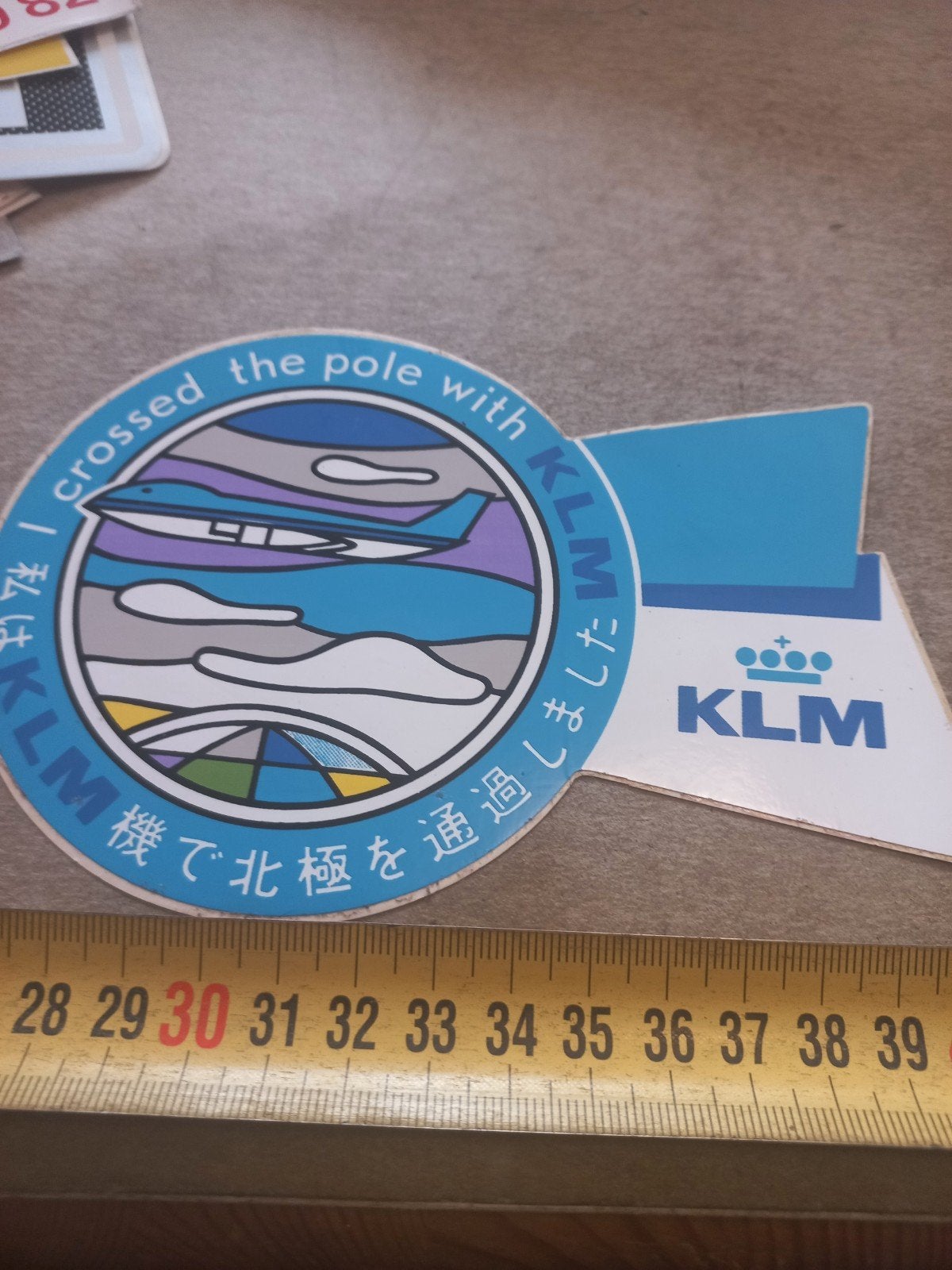Vintage KLM sticker 'Crossed the pole with KLM', Ophalen of Verzenden