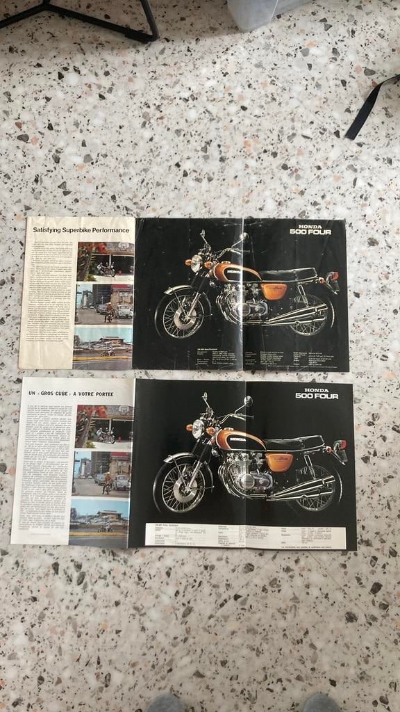 Honda cb 500 four folder., Motoren, Handleidingen en Instructieboekjes, Ophalen of Verzenden, Honda