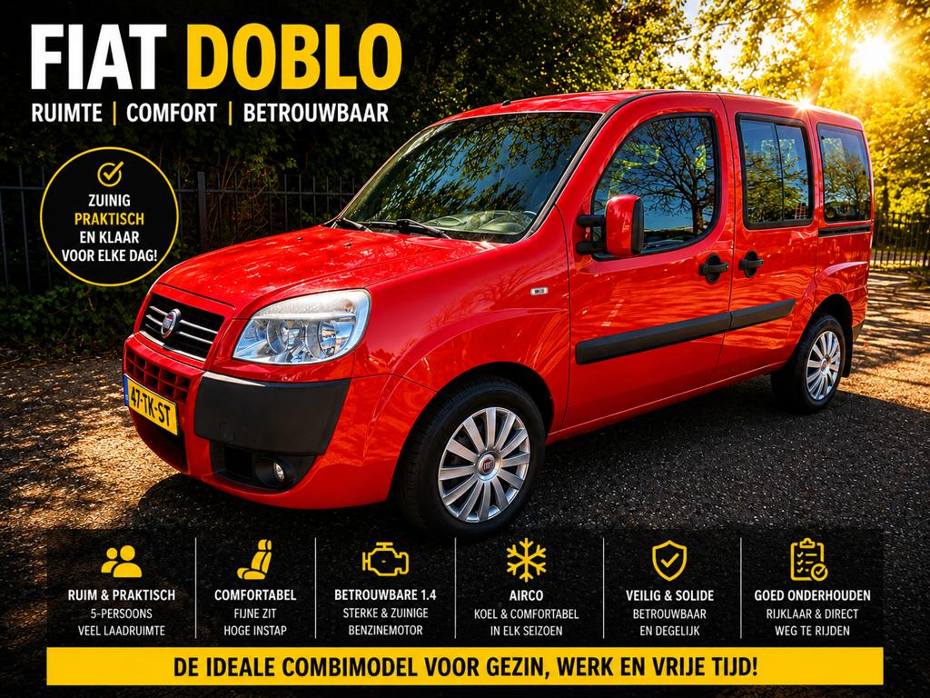Fiat Doblo 1.4 2006*airco*2xschuifdeur*bedrijfsauto*nwe apk*, Voorwielaandrijving, Stof, Doblo, Bedrijf