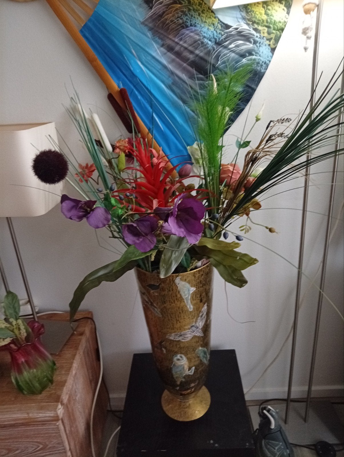 Mooie grote vaas met dieren glas en nog iets kleine met dier, Ophalen of Verzenden, Zo goed als nieuw