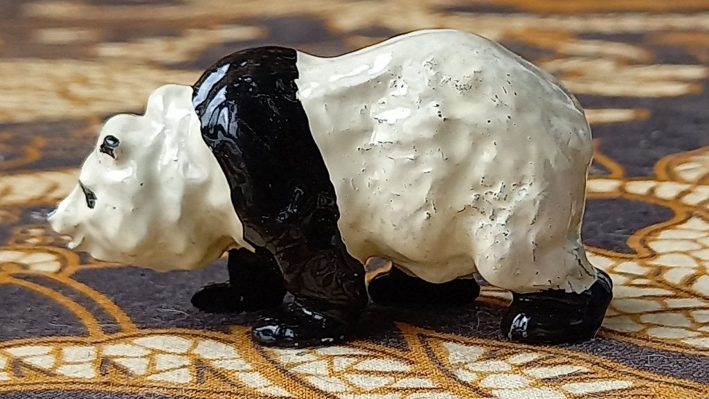 Panda met jongen zeldzaam oud Engels speelgoed van tin., Antiek en Kunst, Ophalen of Verzenden
