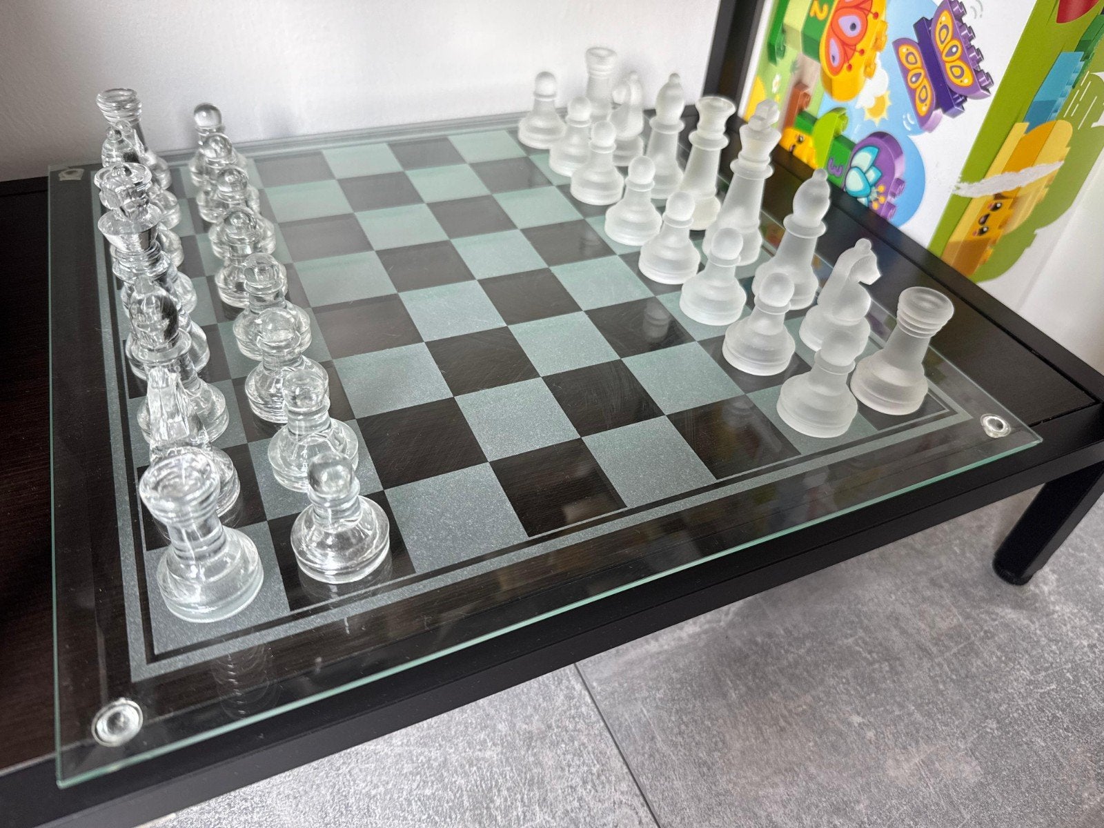 Glazen Schaakbord, Een of twee spelers, Ophalen of Verzenden, Gebruikt