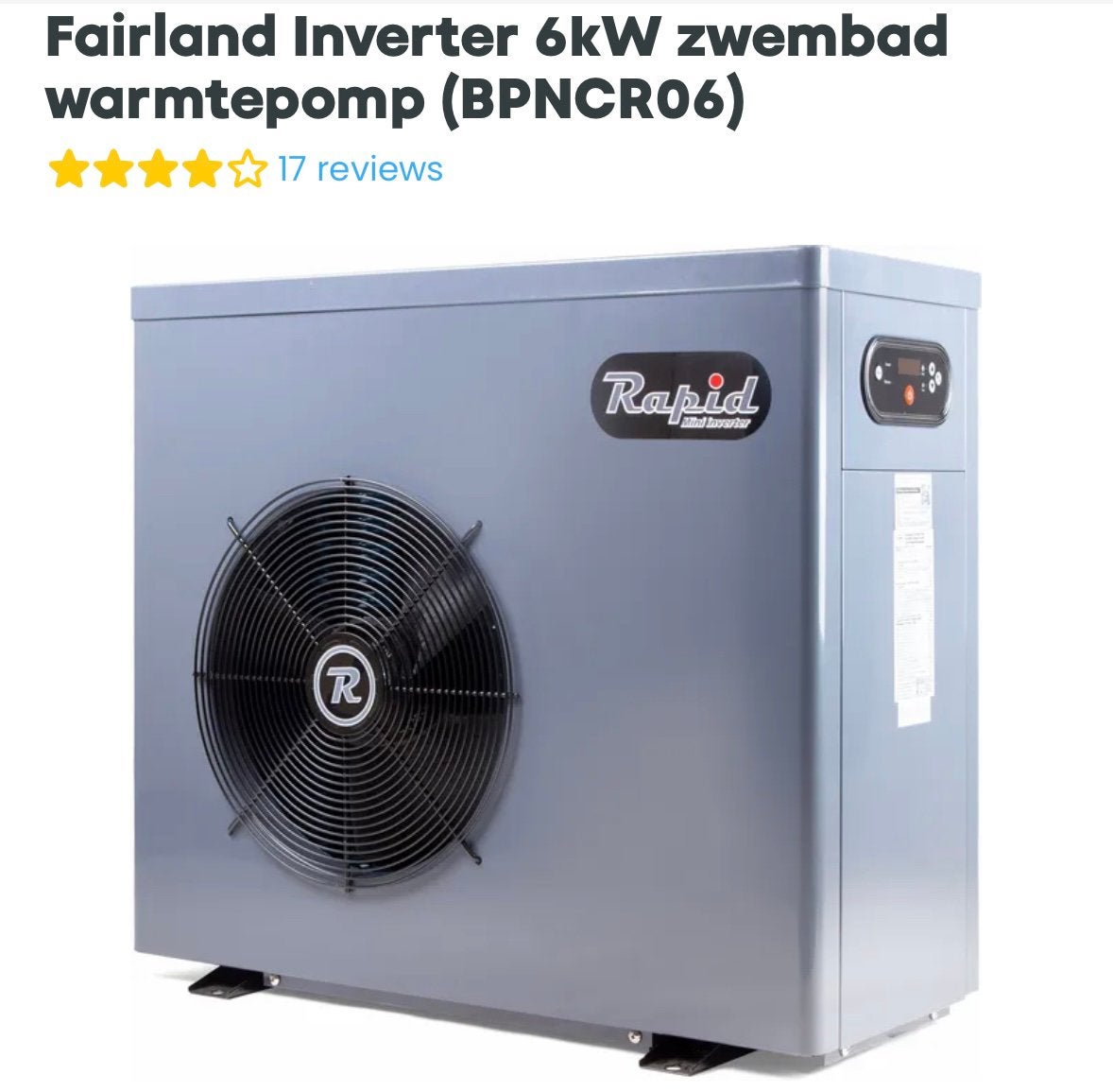 Zwembad warmtepomp Fairland 6kW met trillingdempers, Ophalen, Zo goed als nieuw