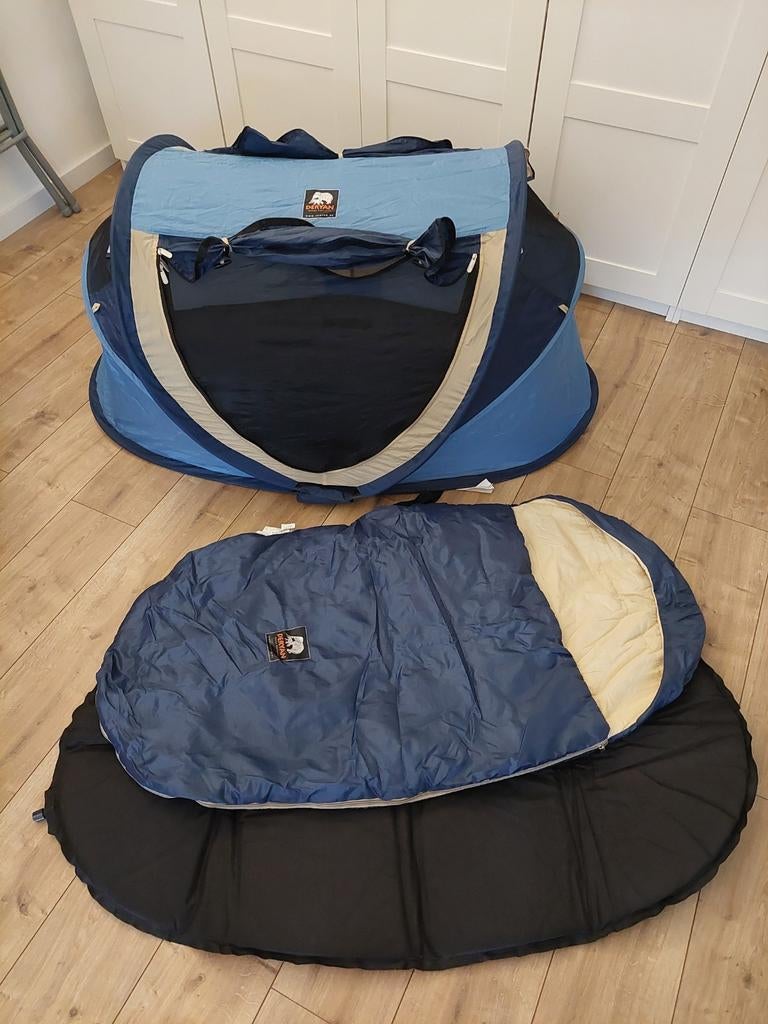 Deryan opvouwbaar campingbedje met slaapzak en matras, Ophalen of Verzenden, Reisbedje