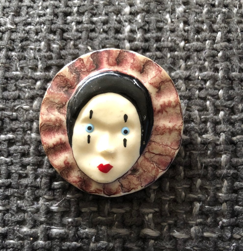broche pierrot, Ophalen of Verzenden, Gebruikt, Overige materialen