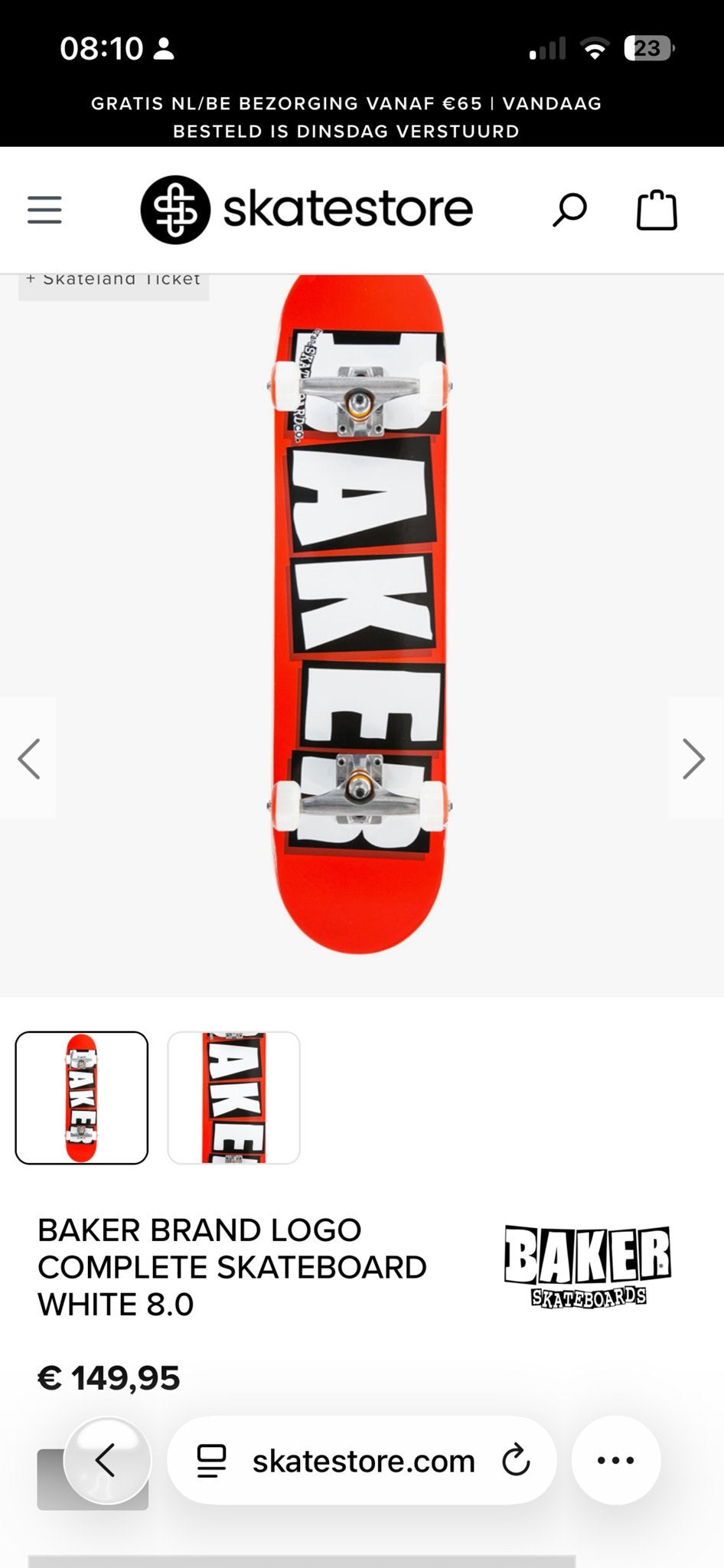 Foto 6 van Baker Skateboard - Zo goed als nieuw