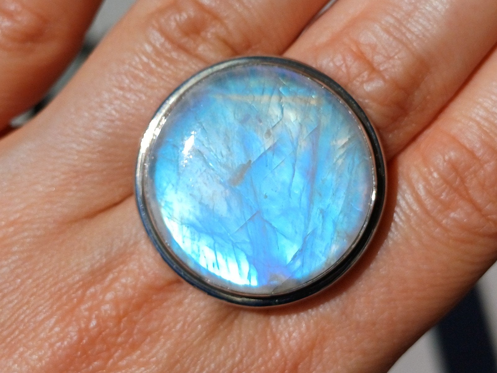 Vanoli 925 zilveren ring regenboog maansteen maat  18,75, Sieraden, Tassen en Uiterlijk, Ringen, Daiva1973@hotmail.com, 18 tot 19