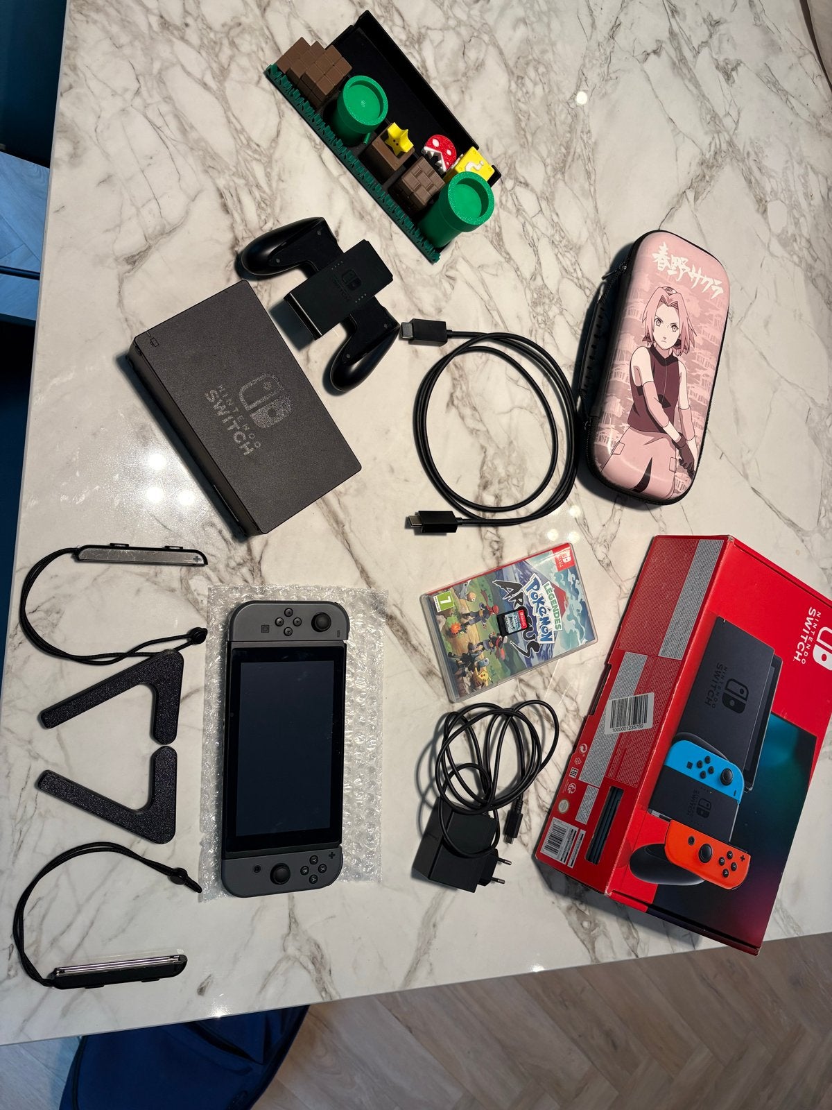 Nintendo Switch (2019-v2) met Pokémon Arceus en extra's, Switch 2019 Upgrade, Met games, Verzenden, Met 2 controllers