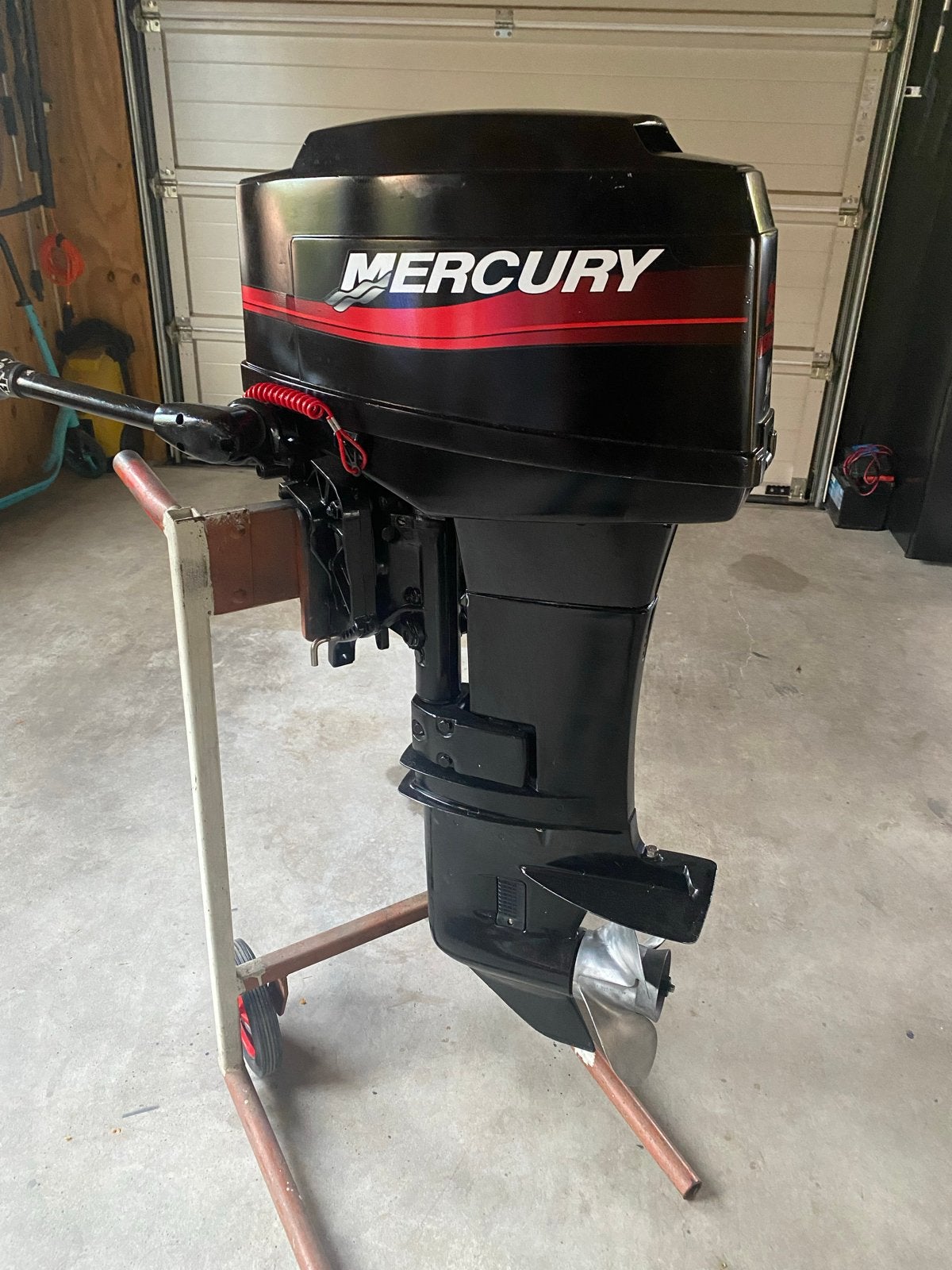Mercury 25pk 2-takt kortstaart buitenboordmotor met tank, Watersport en Boten, Ophalen, 10 tot 30 pk, Gebruikt, Buitenboordmotor