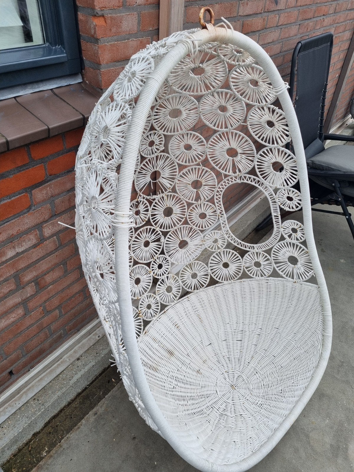 Grote stevige hangstoel zonder standaard - wit, Tuin en Terras, Ophalen of Verzenden, Gebruikt, Kunststof