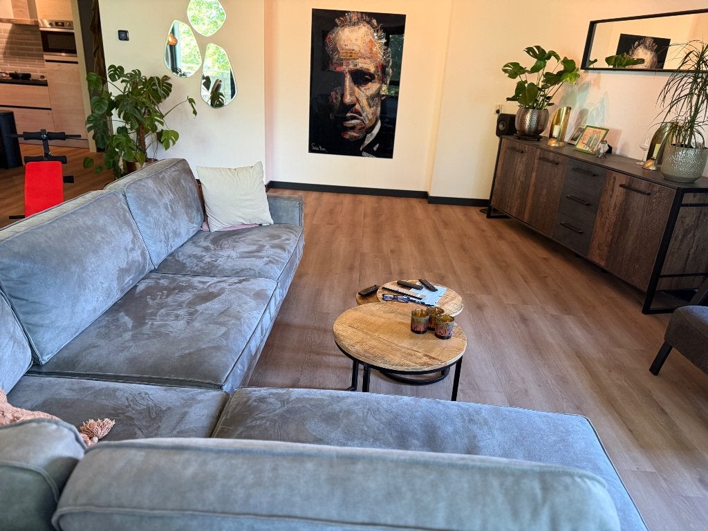 Mooie Moderne Hoekbank Antraciet 290x215 cm, Ophalen, 250 tot 300 cm, Hoekbank, Zo goed als nieuw