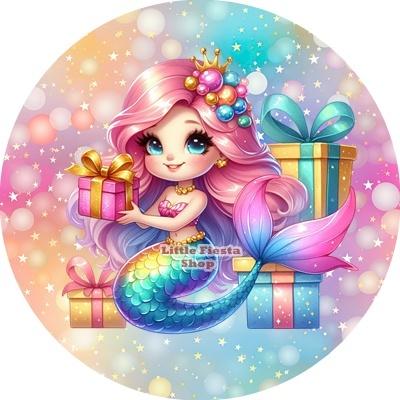 L2137 icing frosting zeemeermin 19cm eetbare taart print, Ophalen of Verzenden, Nieuw, Taarten, Versiering