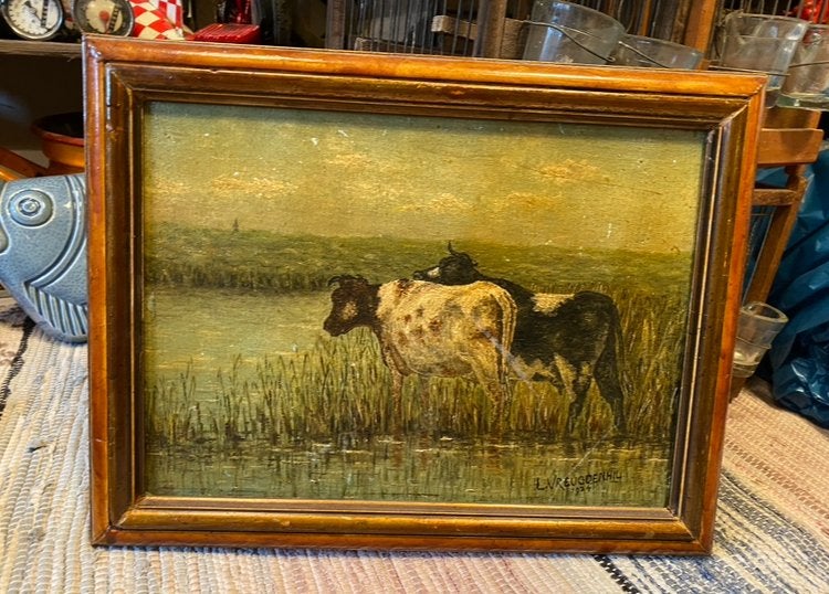 Antiek olieverf schilderij, Ophalen of Verzenden