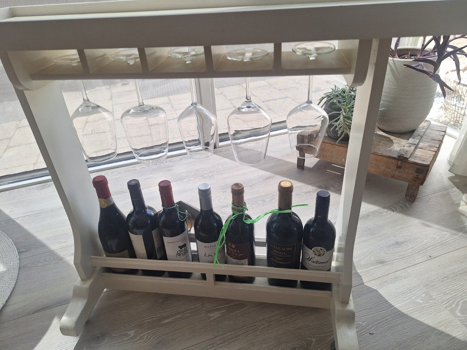 Prachtige wijnrek tafel, Ophalen of Verzenden, Gebruikt, Hout