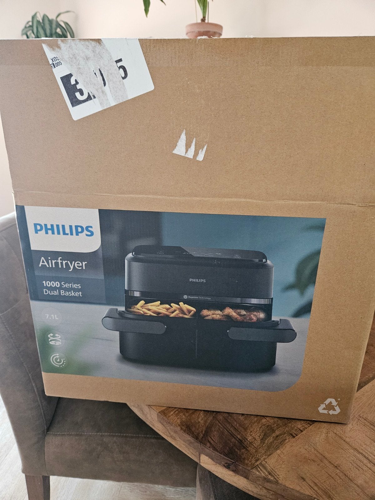Philips Airfryer 1000 Series Dual Basket 7.1L NA15X, Ophalen of Verzenden, Nieuw, Airfryer, 1500 gram of meer