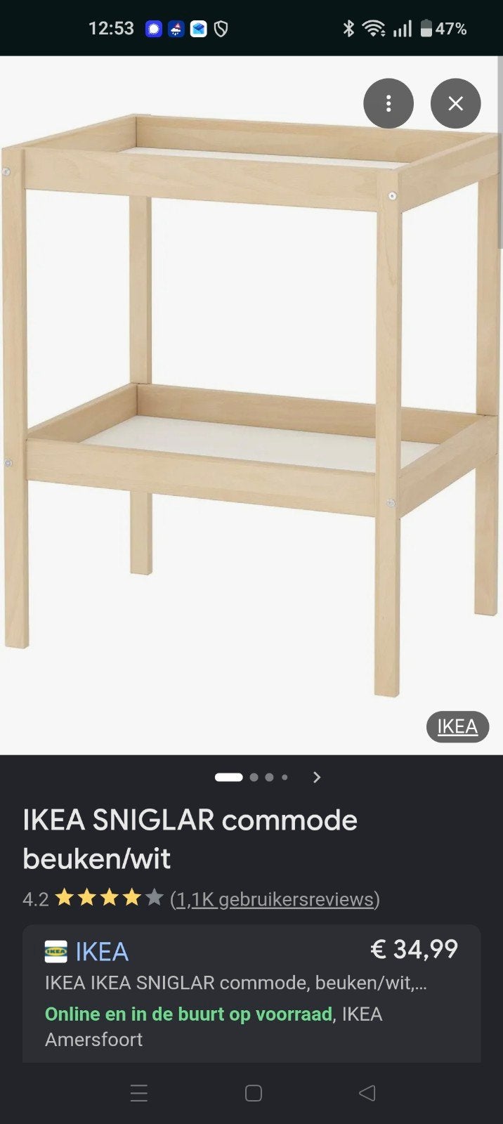 TWEE! IKEA SNIGLAR Commode Beuken/Wit, Kinderen en Baby's, Kinderkamer | Commodes en Kasten, Ophalen, Gebruikt, 70 cm of meer