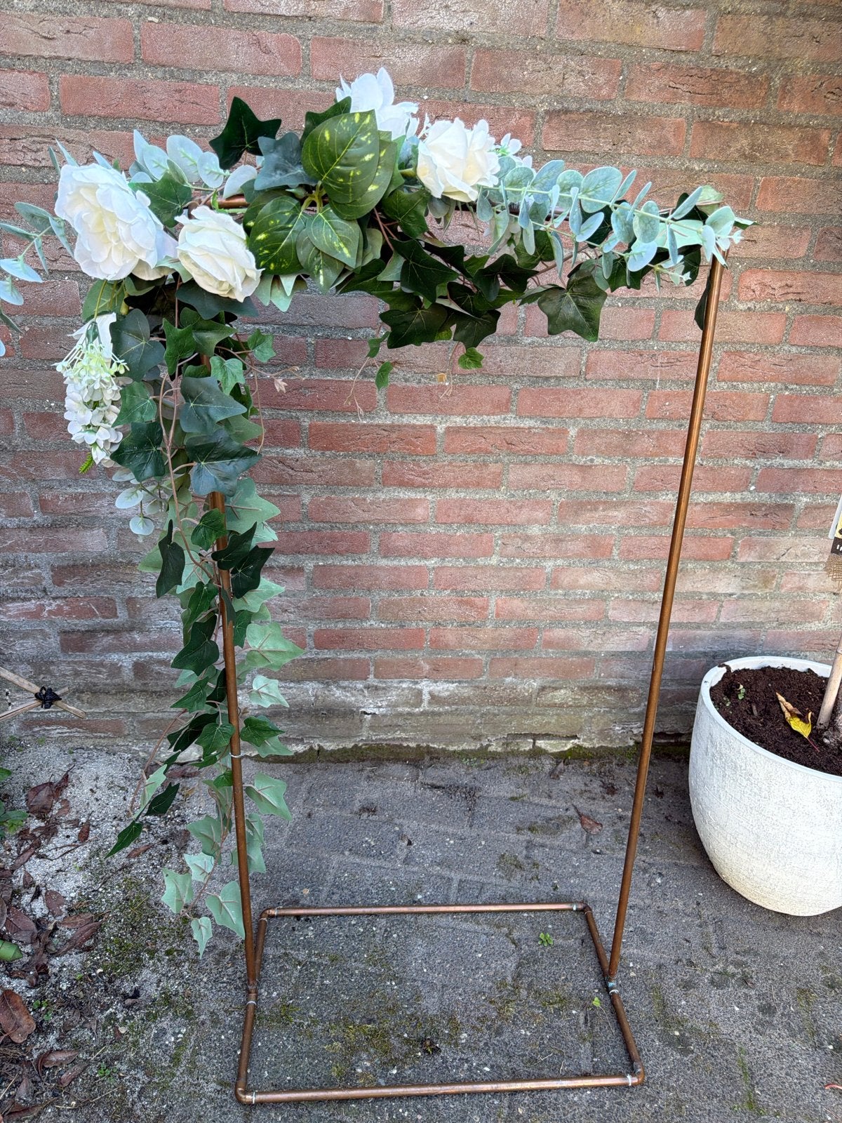boog met kunstbloemen voor bruiloft of babyshower, Ophalen, Binnen, Gebruikt, Wit