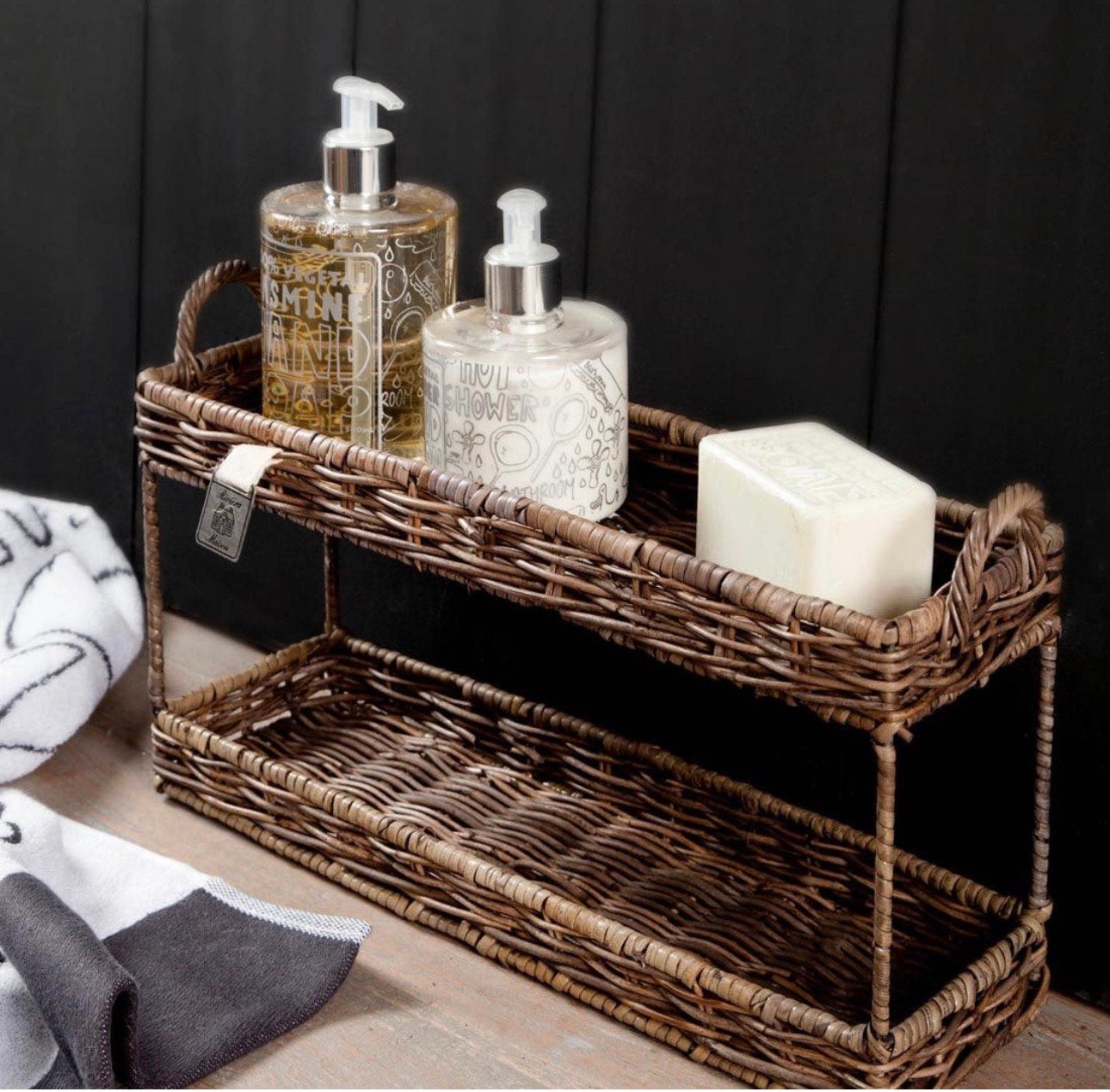 Riviera Maison Ma Maison Doubel Tray Etagere Opberg mand, Verzenden, Natuurlijk materiaal, Handgemaakt, Zo goed als nieuw