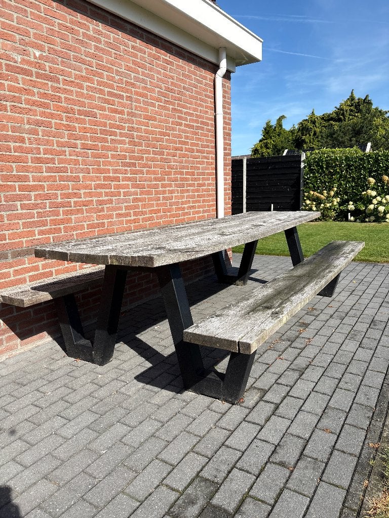 Mooie eikenhouten picknicktafel, Ophalen, Gebruikt, Rechthoekig, Hout