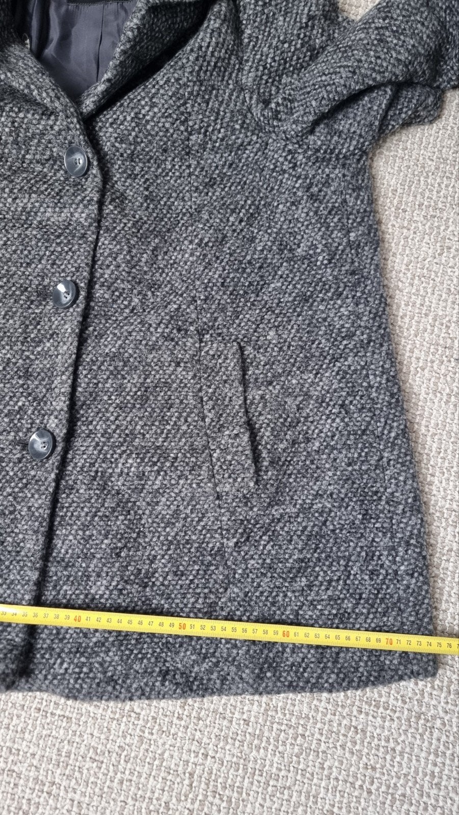 Gerry Weber gevoerde jas met rolkraag en lichte A-lijn, Ophalen of Verzenden, Grijs, Gedragen, Maat 46/48 (XL) of groter