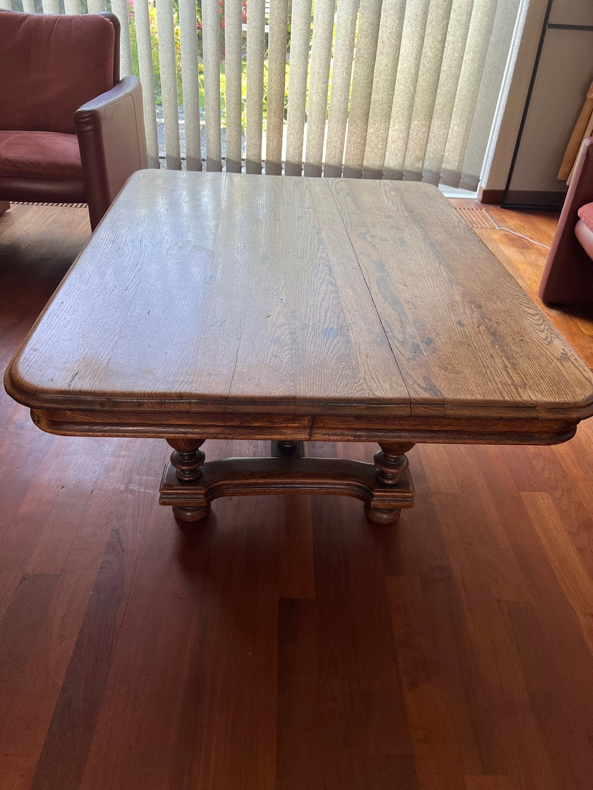 Antieke eikenhouten salontafel met lade, Ophalen