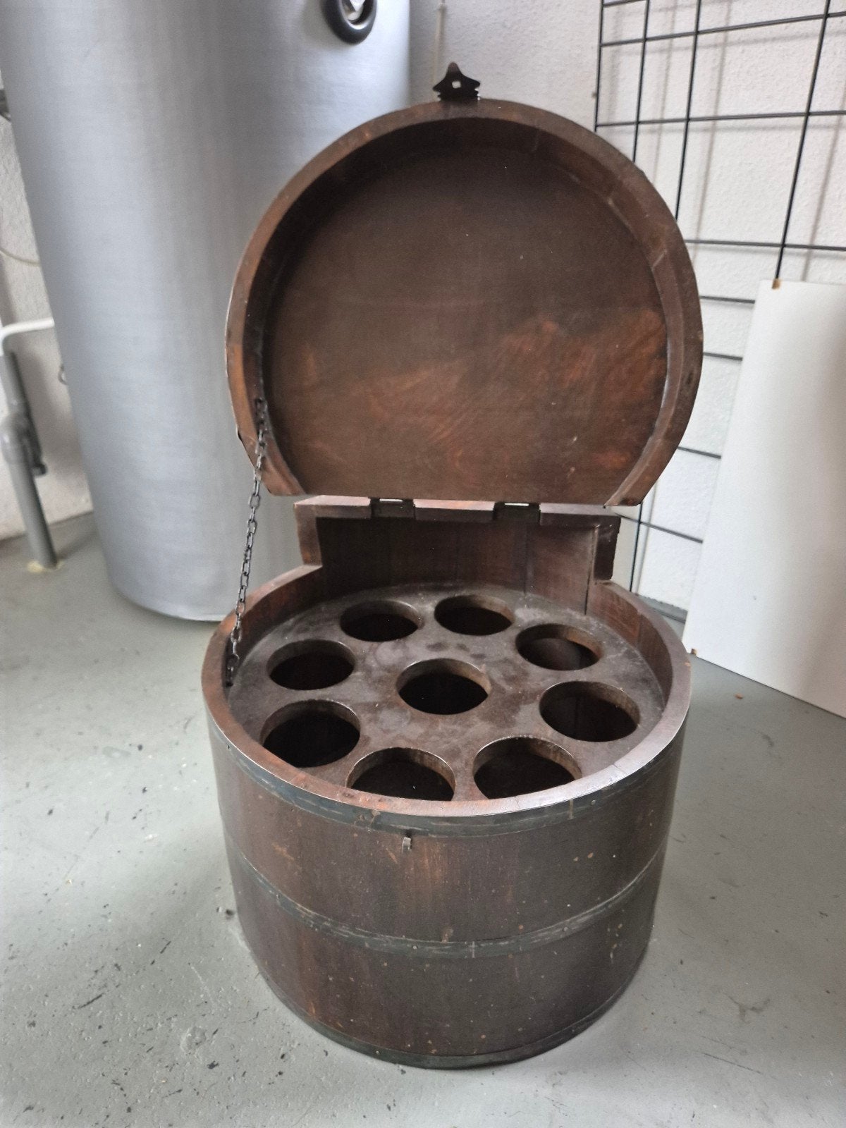 Antieke houten wijnkist/ flessenhouder, Ophalen