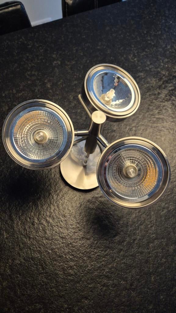 Moderne Plafondlamp met 3 Verstelbare Spots - RVS Look, Ophalen of Verzenden, Gebruikt, Metaal, Modern, Industrieel
