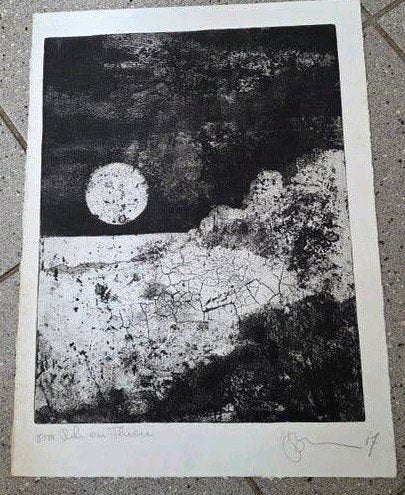Abstracte Ets - Gesigneerd, Antiek en Kunst, Kunst | Etsen en Gravures, Ets, Gesigneerd, Origineel, 1950 - 1999, Ophalen