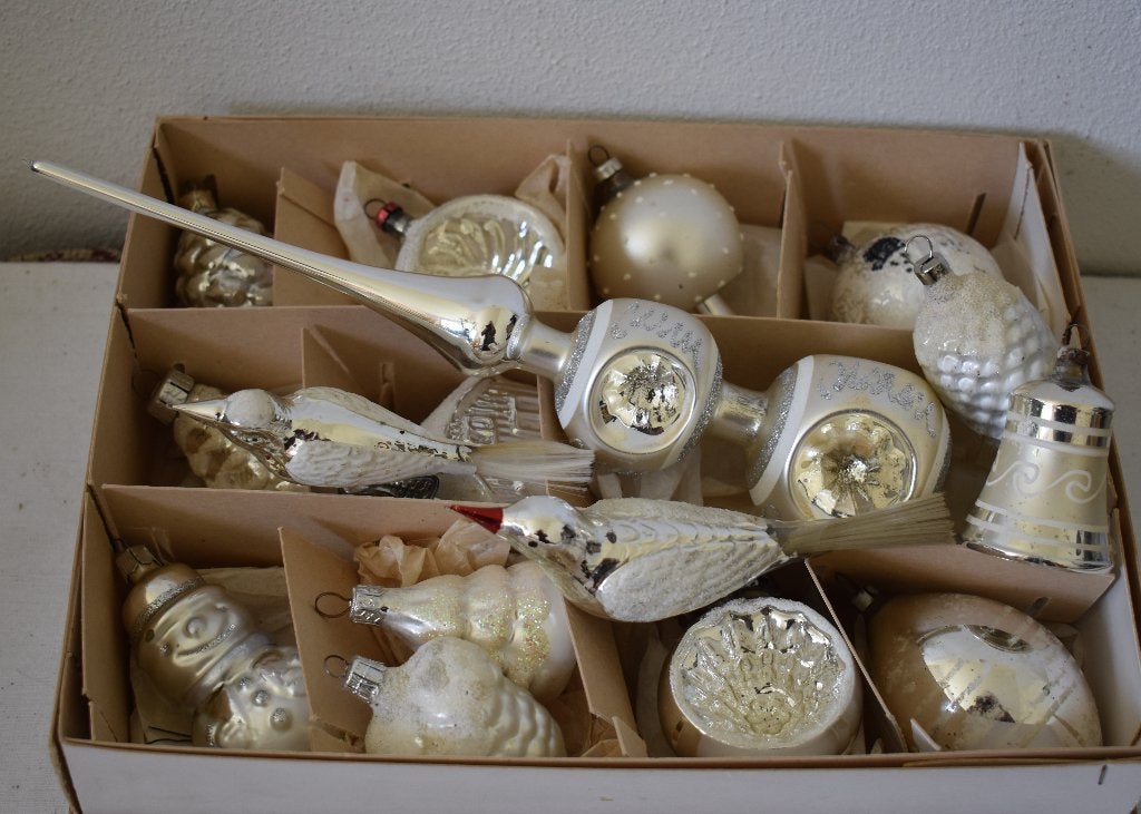 verzameling 15 oude kerstballen + piek met 6 deuken, Diversen, Ophalen of Verzenden, Gebruikt