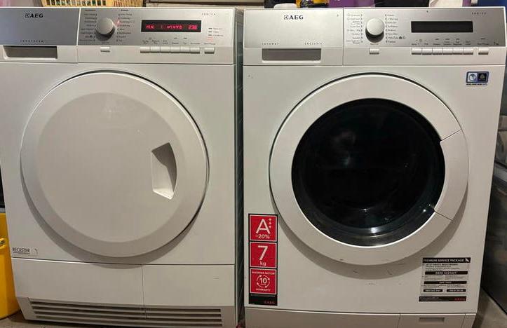 AEG Wasmachine (Lavamat Exclusiv) + AEG Droger (Lavatherm), Witgoed en Apparatuur, Wasmachines, Gebruikt, Voorlader, 6 tot 8 kg