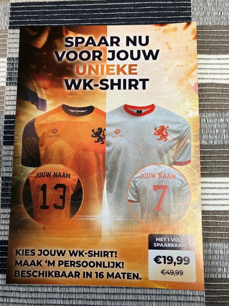 Jumbo volle spaarkaart persoonlijk wk-shirt, Verzamelen, Supermarktacties, Jumbo, Ophalen of Verzenden
