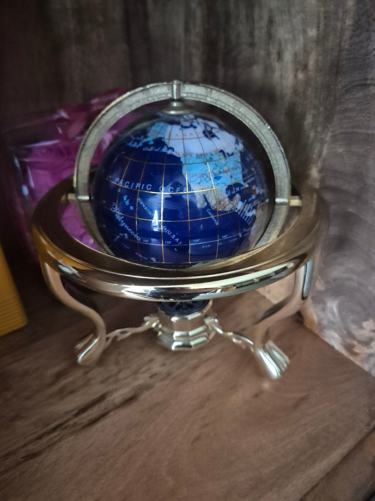 Luxe Lapis Lazuli Wereldbol met Kompas, Ophalen of Verzenden, Zo goed als nieuw, Antieke wereldbol