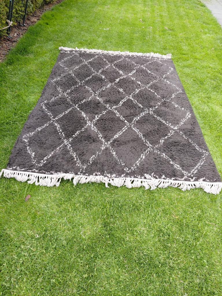 Hoogpolig vloerkleed 160x250 cm met franjes Varamin, Ophalen, Rechthoekig, 200 cm of meer