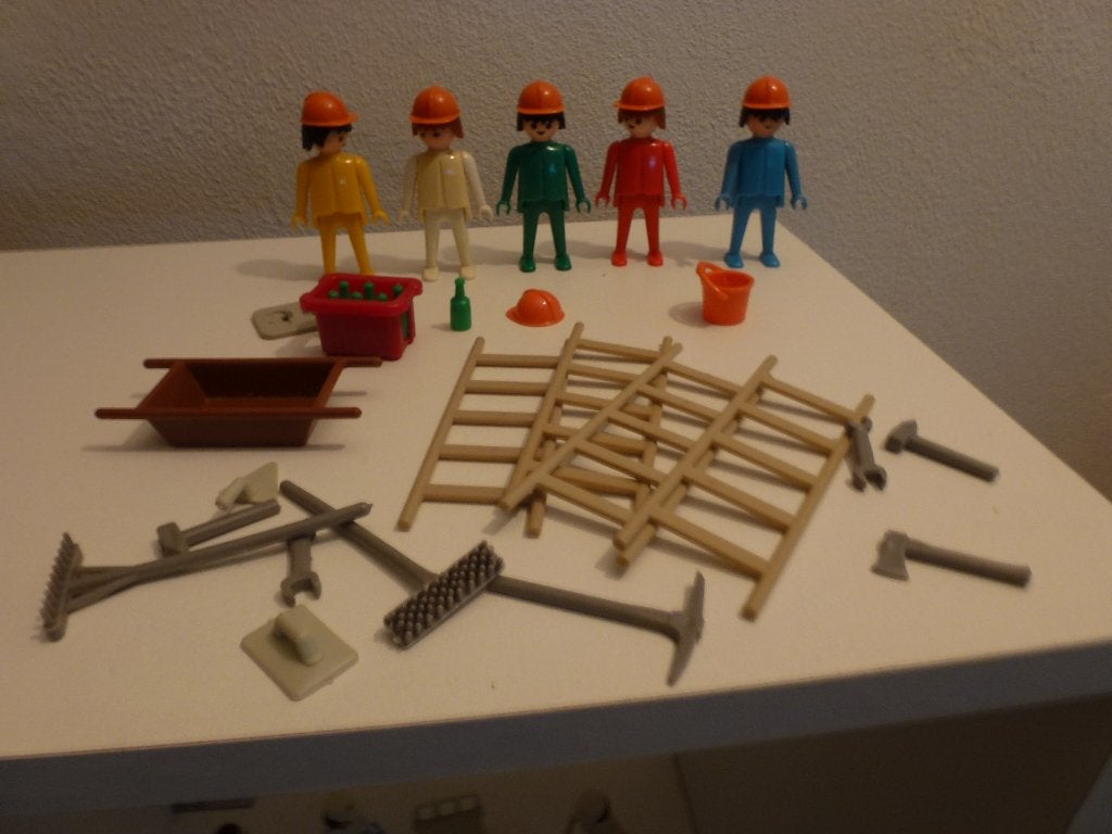 Playmobil 3110 Bouwvakkers vintage, Gebruikt, Complete set, Ophalen of Verzenden, Figuren