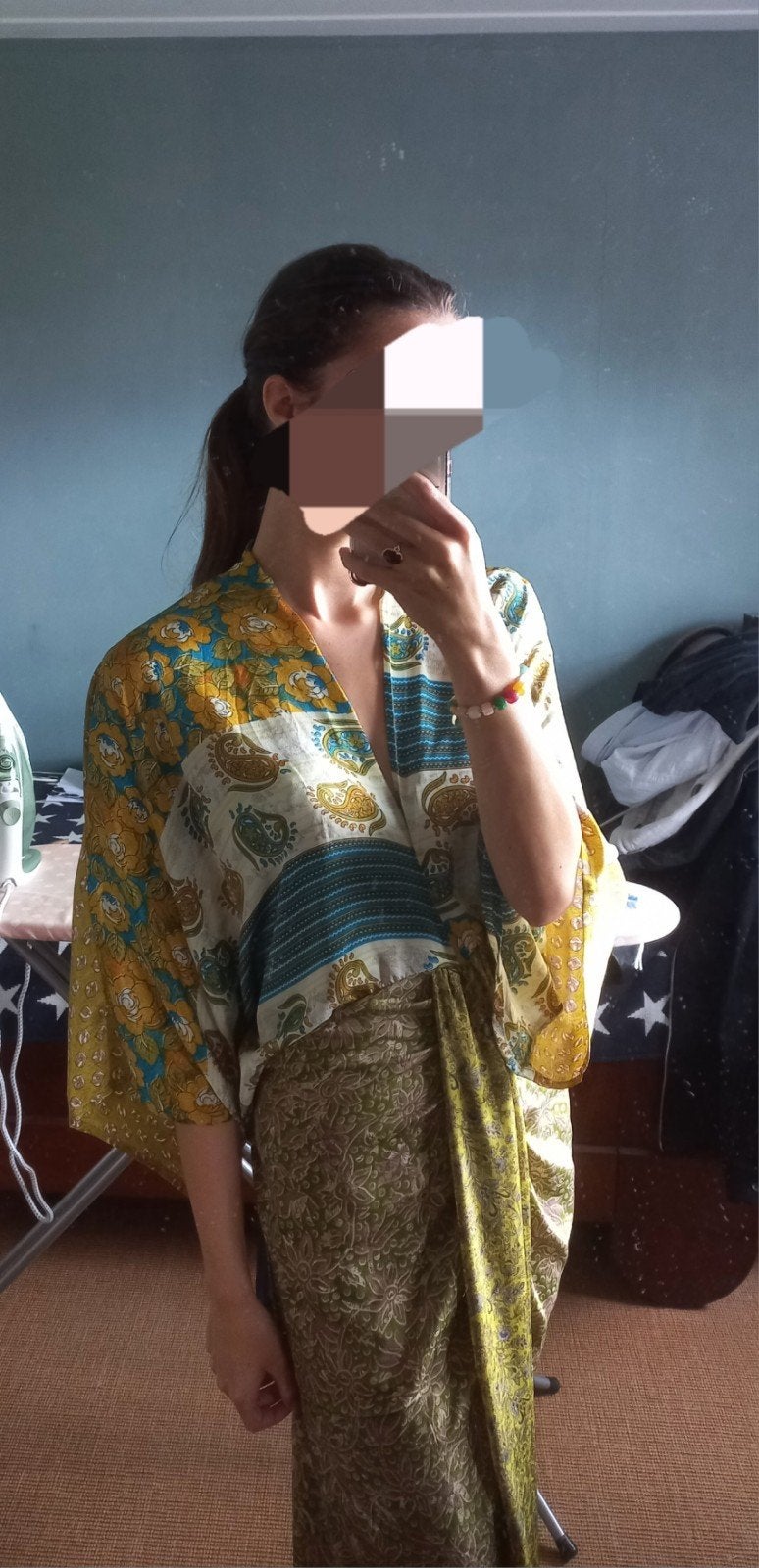 SISSEL EDELBO zijden juno Kimono Jurk M/L, Maat 38/40 (M), Meerkleurig, Nieuw, Onder de knie