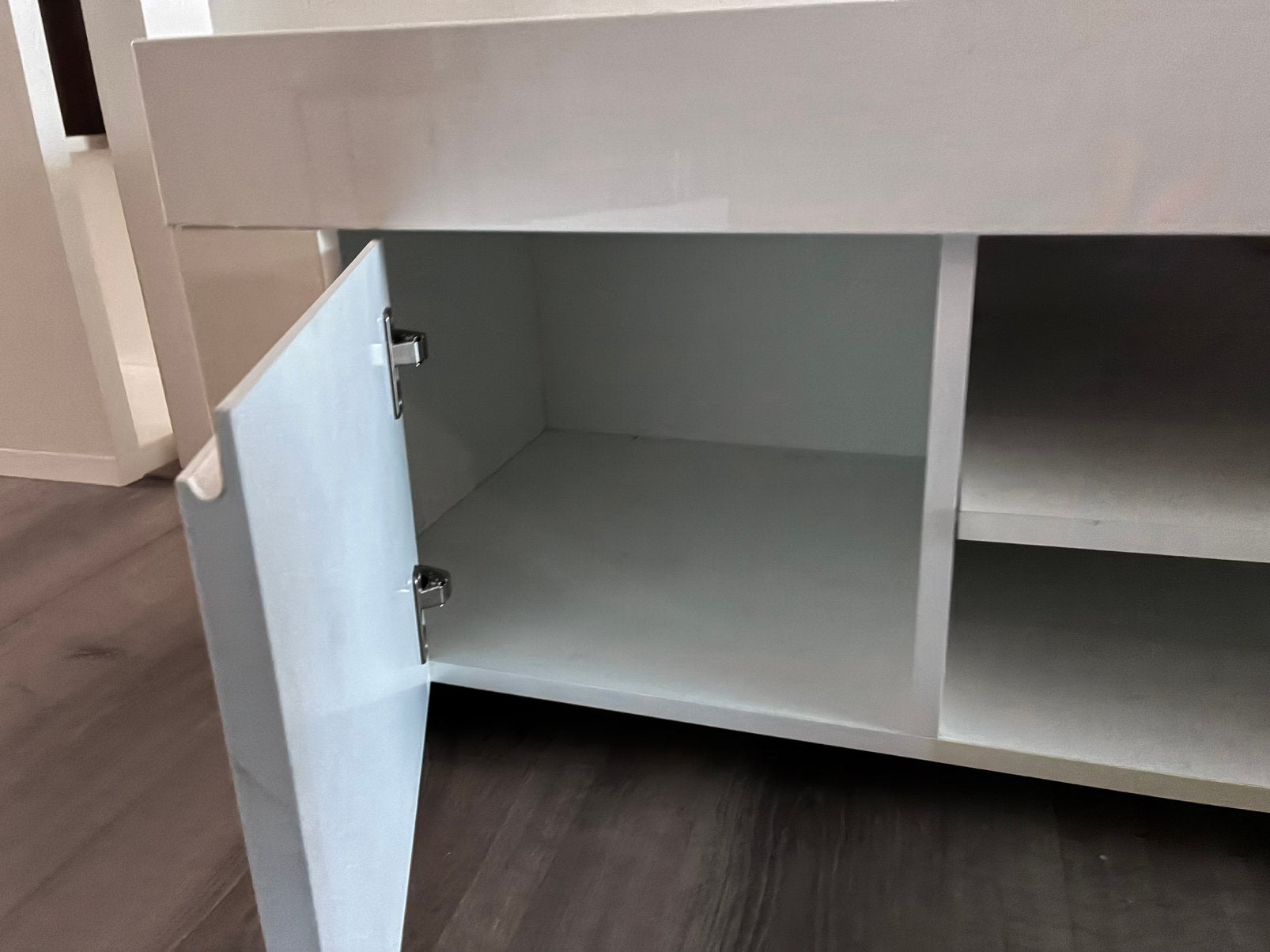 Tv meubel hoogglans wit, Ophalen, Gebruikt, 100 tot 150 cm, Minder dan 100 cm