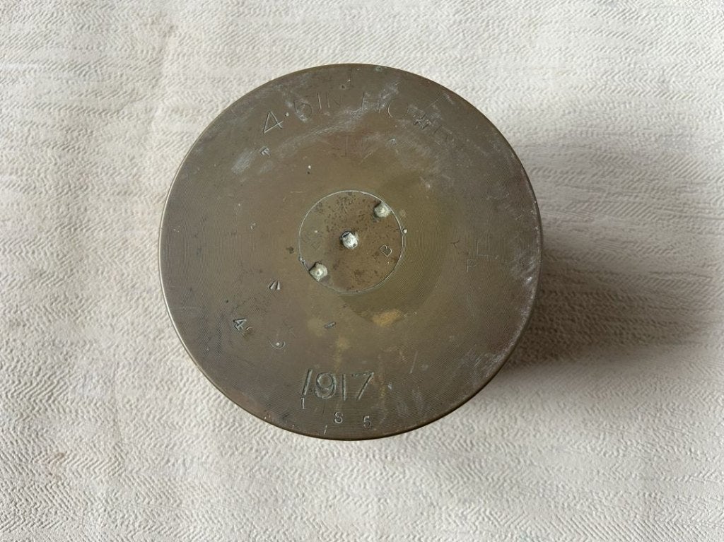 wo1 - Britse 4.5 Inch huls van 1917 - LEEG, Ophalen of Verzenden, Landmacht, Engeland, Hulzen of Bodemvondsten