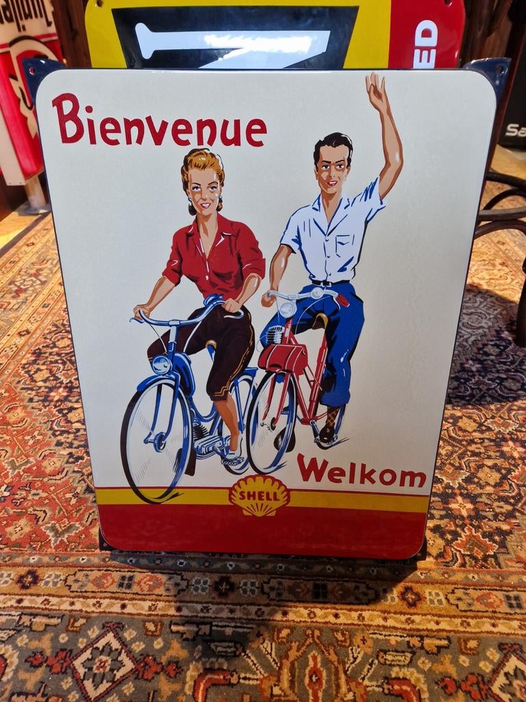 Shell emaille bord, Ophalen of Verzenden, Zo goed als nieuw, Reclamebord