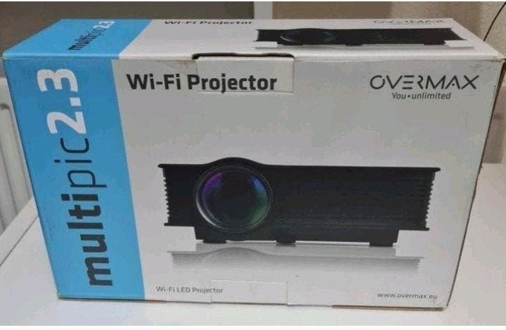 Overmax multipic 2.3 wifi beamer projector + remote in doos, Ophalen of Verzenden