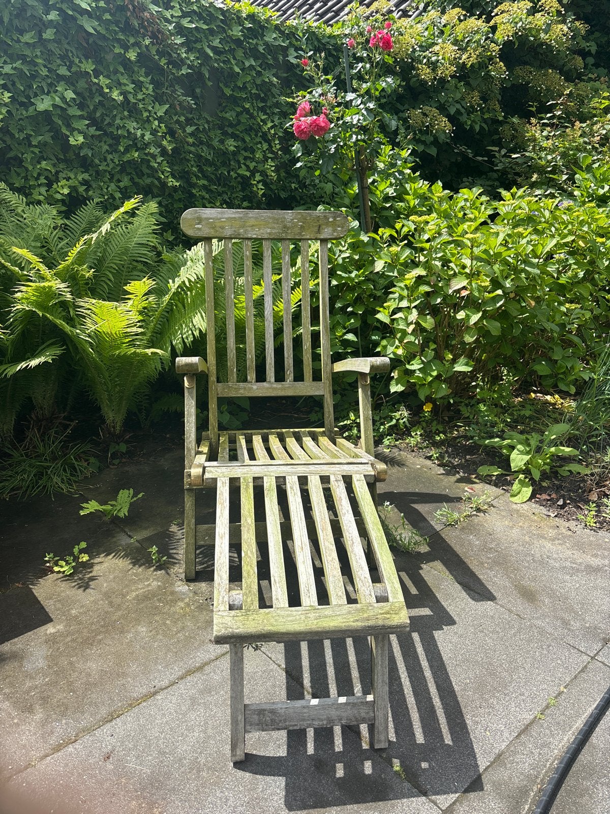 Twee teakhouten deckchairs, Ophalen, Gebruikt, Teakhout, Verstelbaar