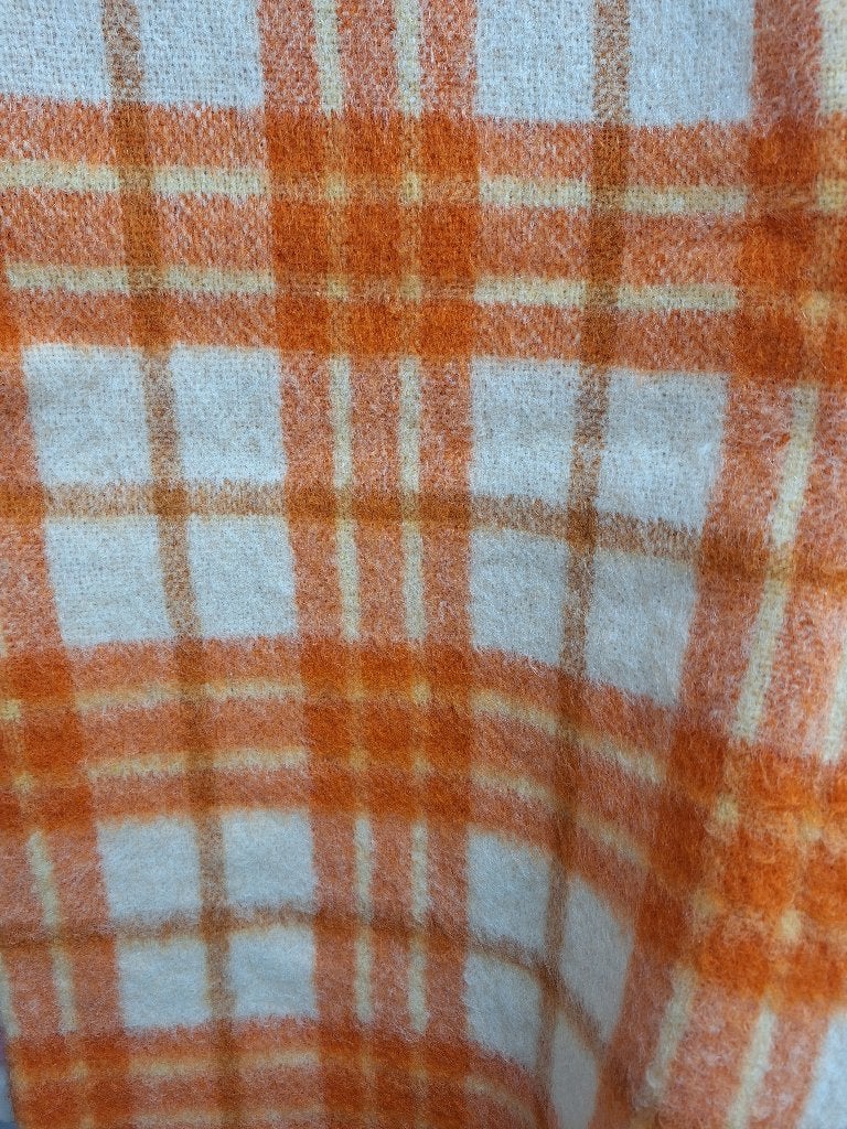 Wollen deken, Huis en Inrichting, Woonaccessoires | Plaids en Woondekens, Gebruikt, Oranje, Wol, Ophalen of Verzenden