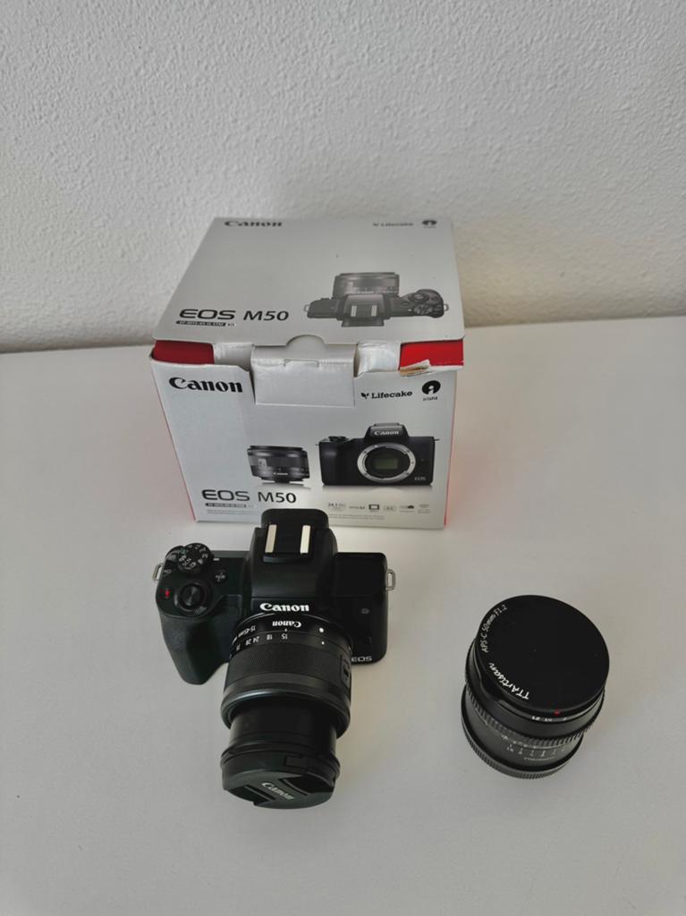 Canon Eos M50 en 50 f1.2 lens, Ophalen, Zo goed als nieuw, Compact, Canon