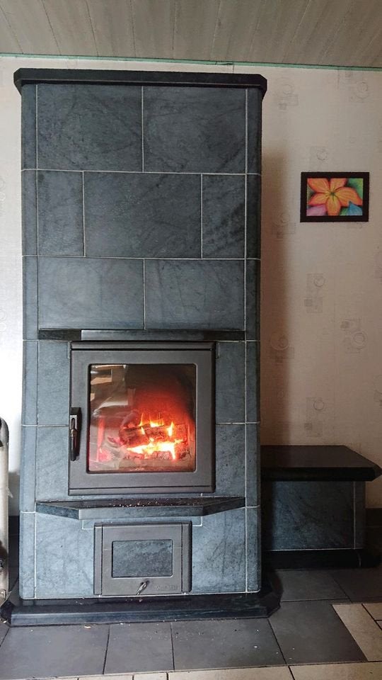 Speksteen Kachel met warmtewisselaar, Huis en Inrichting, Kachels, Ophalen, Houtkachel, Zo goed als nieuw, Vrijstaand