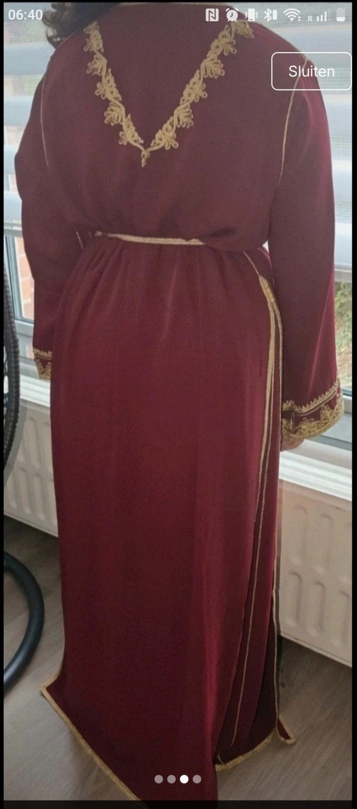 Prachtige Marokkaanse jurk / Kaftan - Bordeauxrood met goud, Ophalen of Verzenden, Zo goed als nieuw, Maat 36 (S), Rood