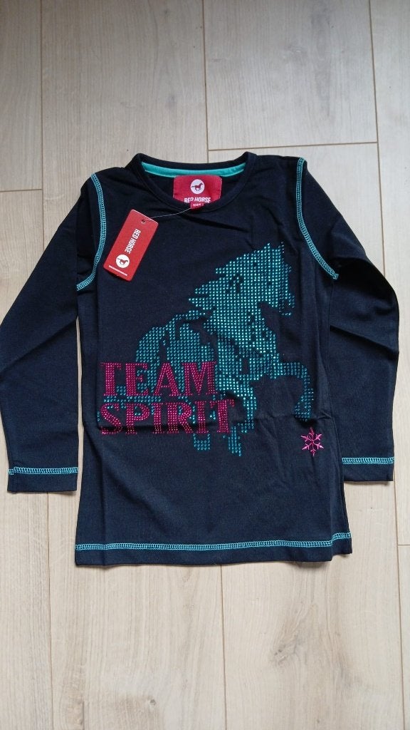 Zwart Red Horse Flash shirt maat 104 Team Spirit, Dieren en Toebehoren, Paardrijkleding, Sierdetails, Kinderen, Dressuur, Red Horse
