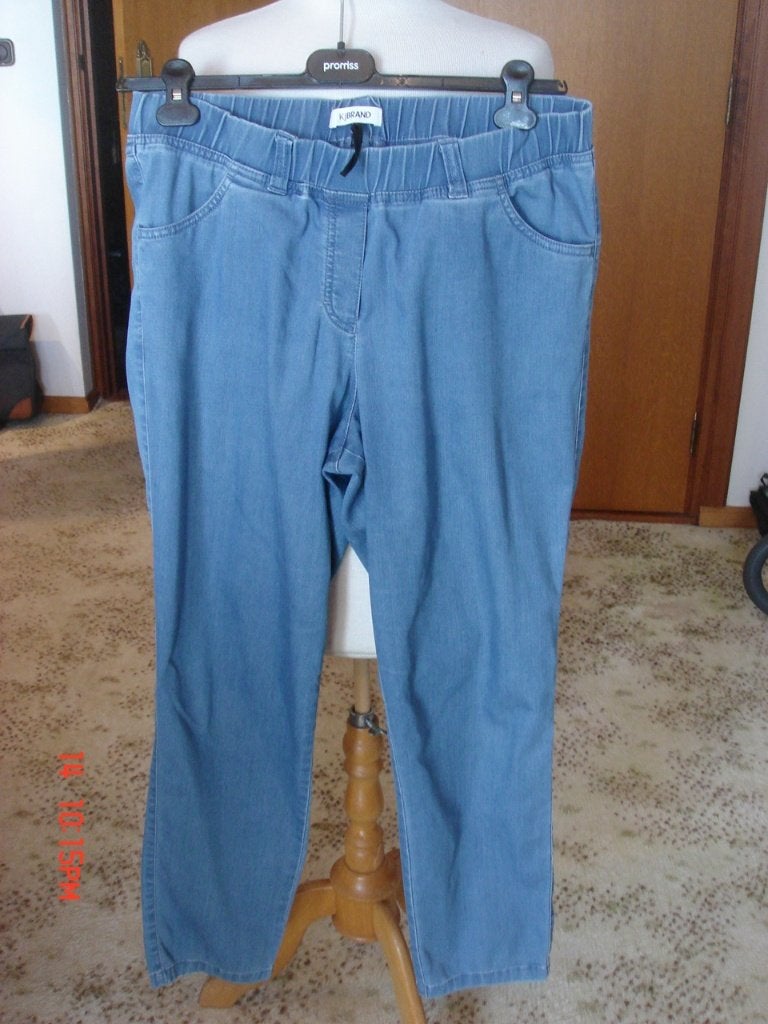 Comfy blauwe broek voor dames van Kj Brand mt 44, Blauw, Ophalen of Verzenden, Zo goed als nieuw, Lang