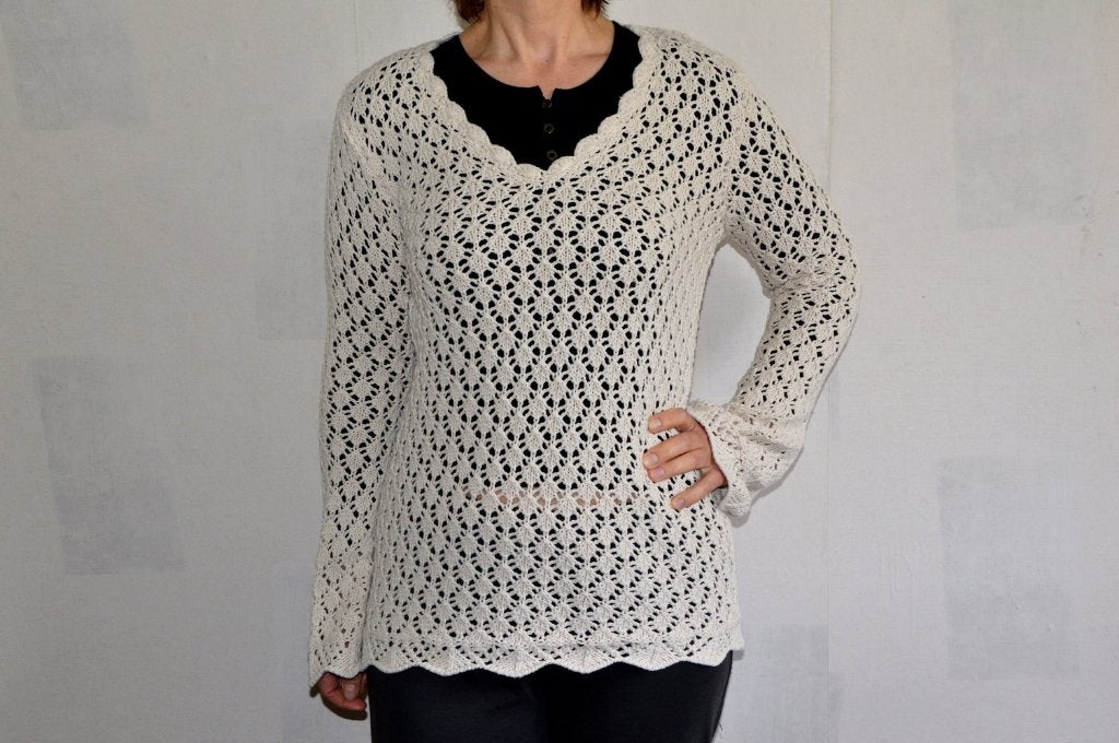 Beige crochet/gehaakte trui van het merk Esprit in maat M., Kleding | Dames, Maat 38/40 (M), Verzenden, Beige, Zo goed als nieuw
