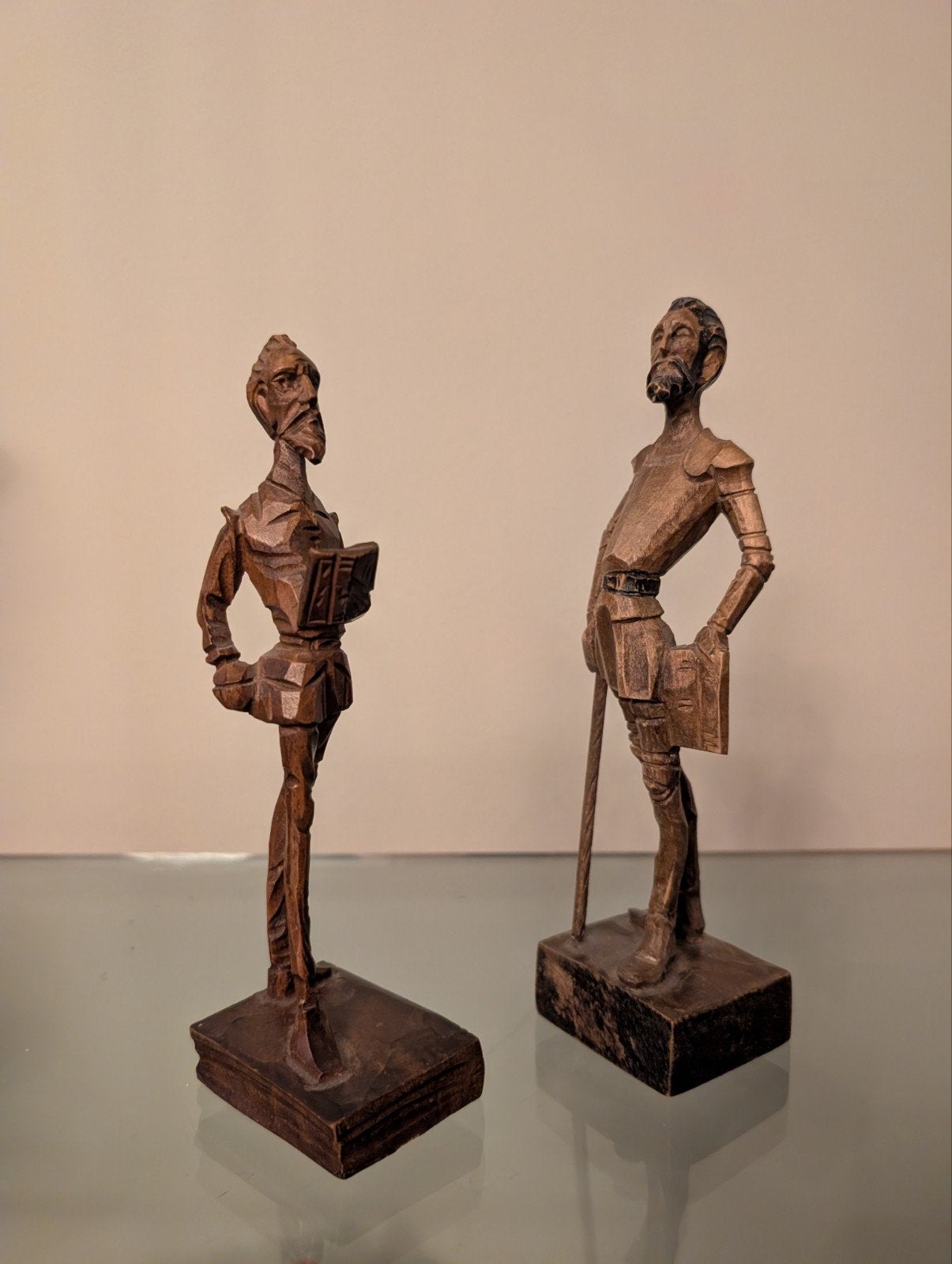 2 Vintage OURO Artesanía Don Quichot beelden - handgesneden, Ophalen of Verzenden